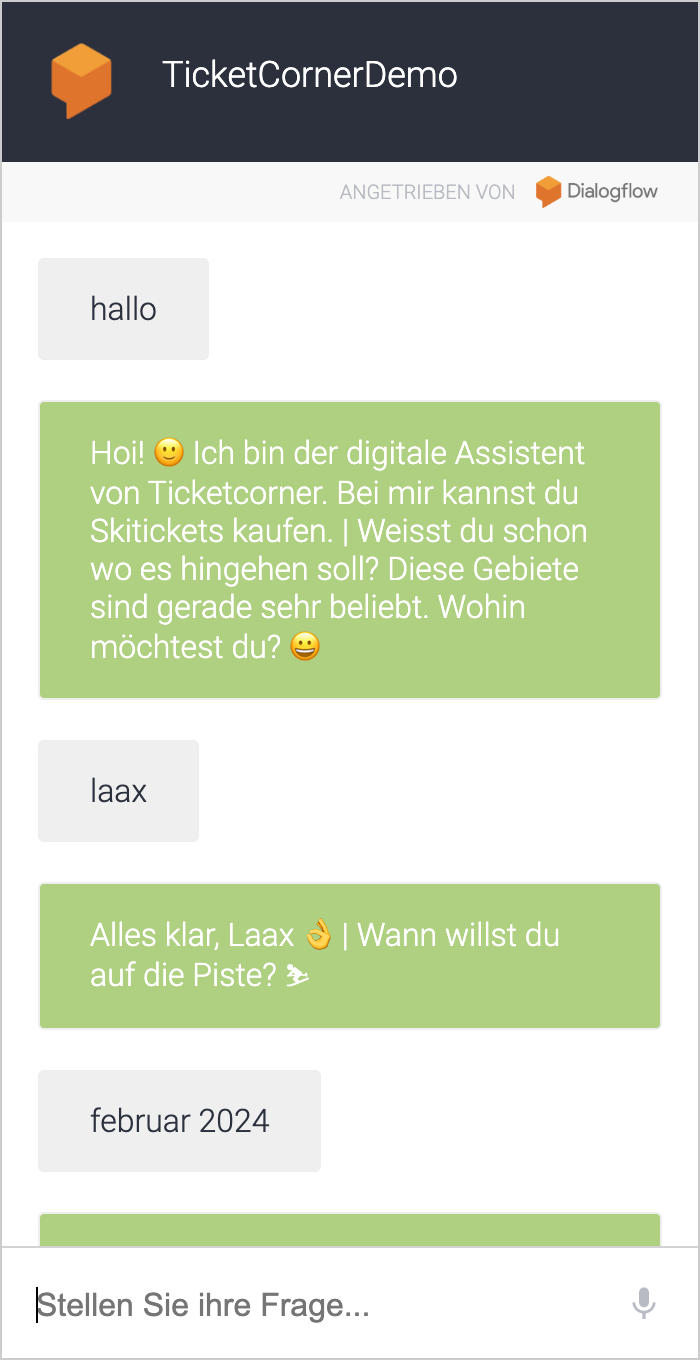 Screenshot des Chatbots